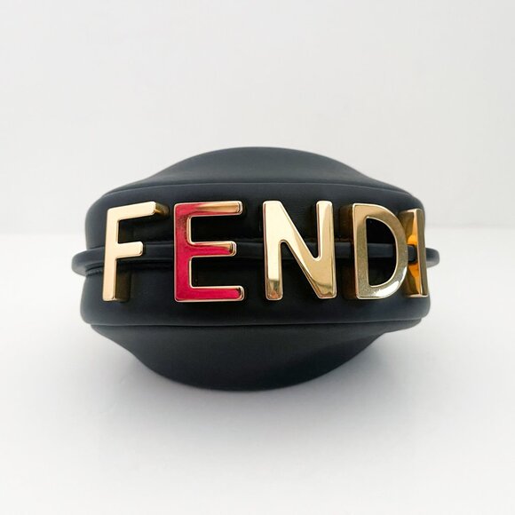 Fendi Nano Fendigraphy Mini Bag Charm Matte Black Gold - Picture 14 of 16